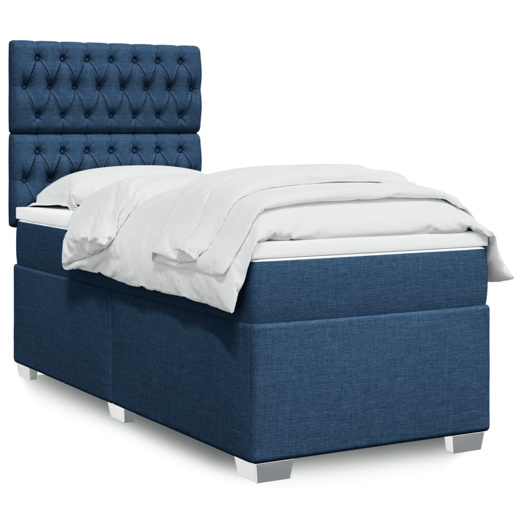 vidaXL Boxspring met matras stof lichtgrijs 90x200 cm
