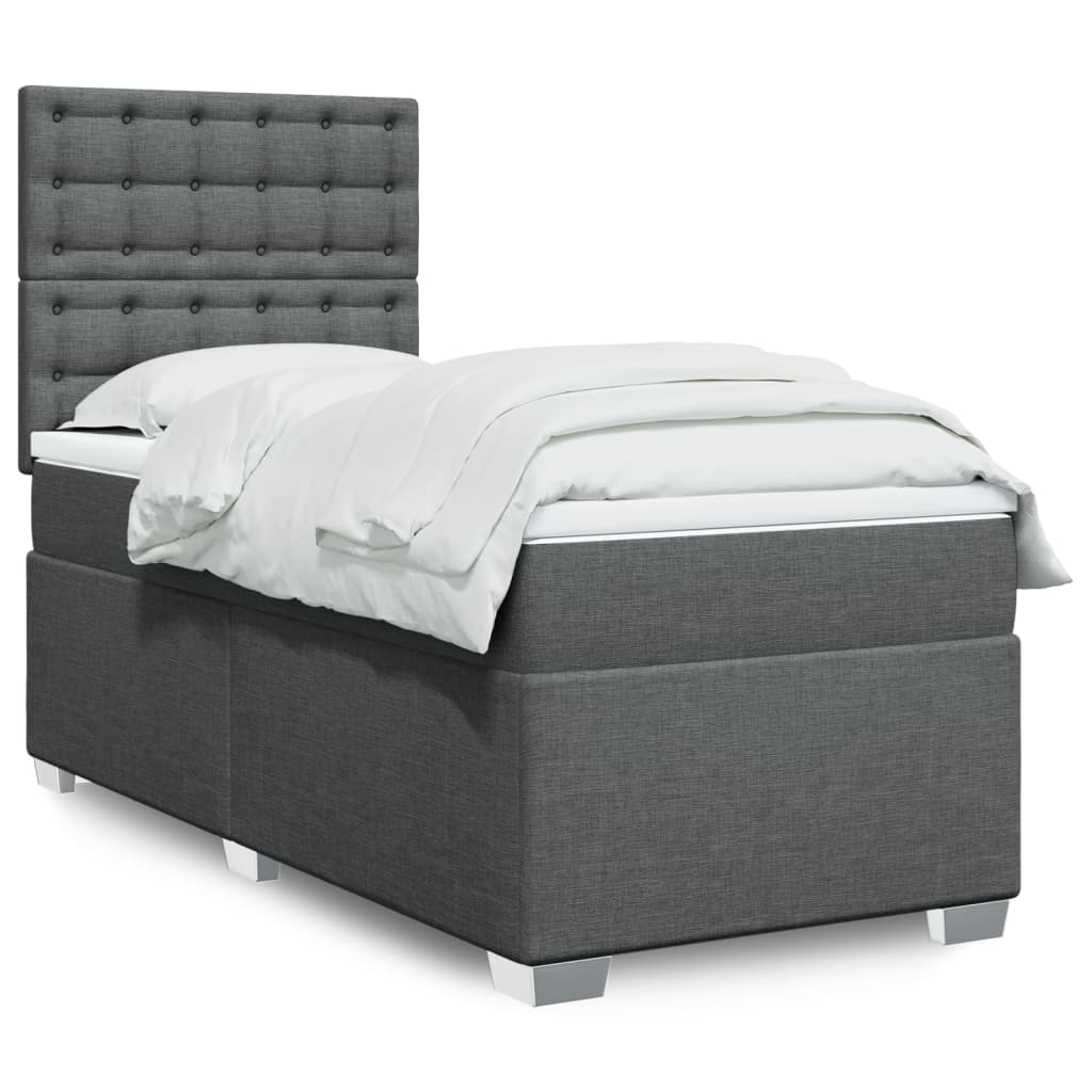 vidaXL Boxspring met matras stof lichtgrijs 90x200 cm