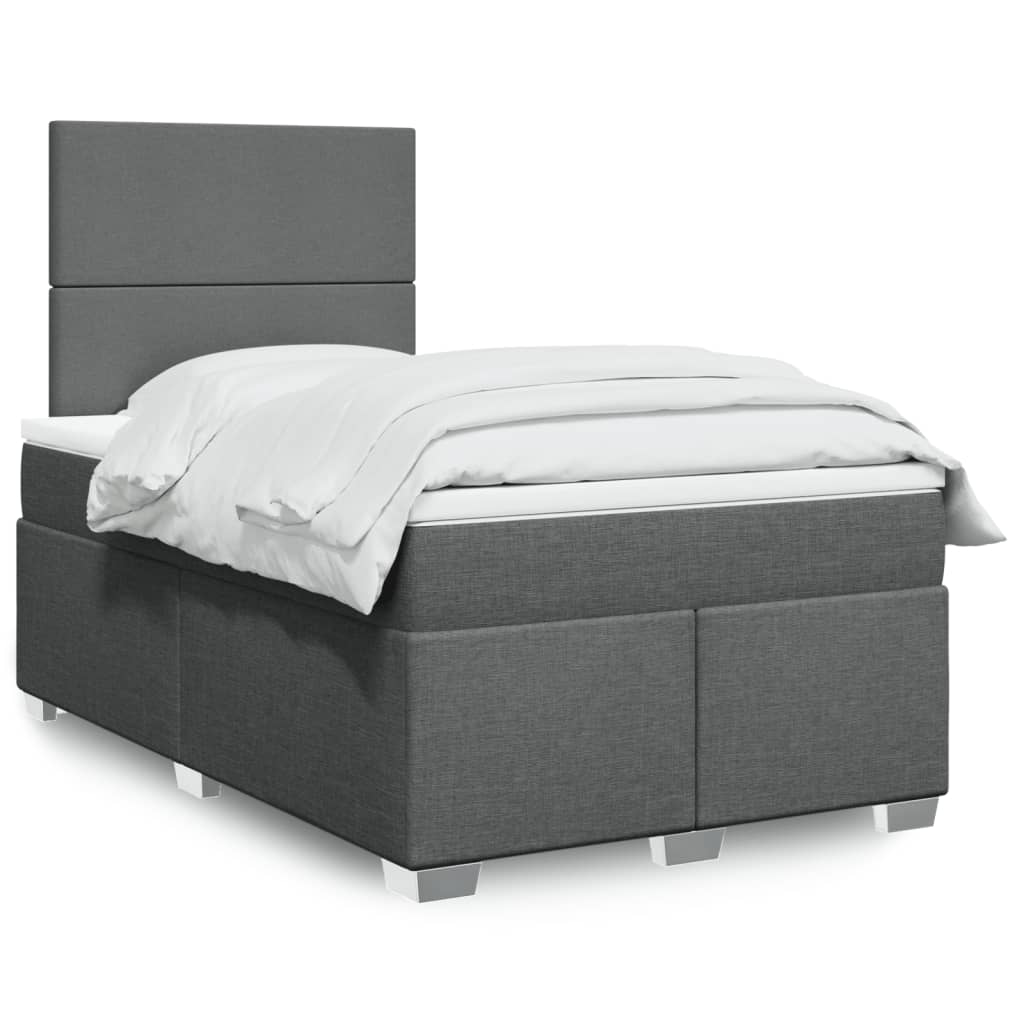 vidaXL Boxspring met matras stof lichtgrijs 90x200 cm