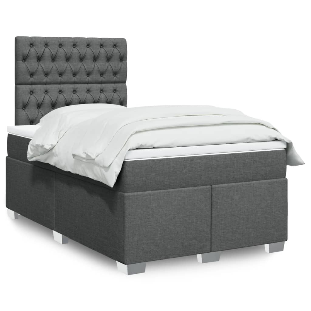 vidaXL Boxspring met matras stof lichtgrijs 90x200 cm