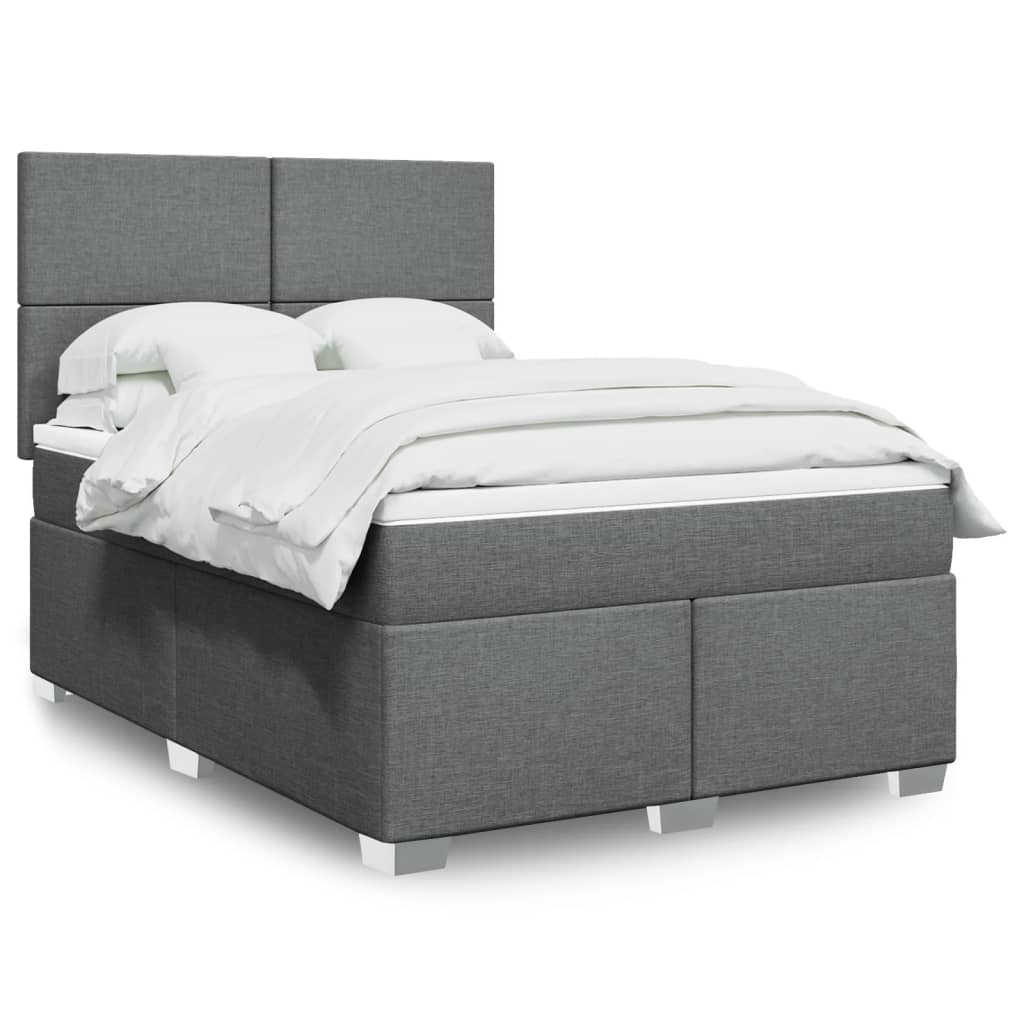 vidaXL Boxspring met matras stof lichtgrijs 90x200 cm
