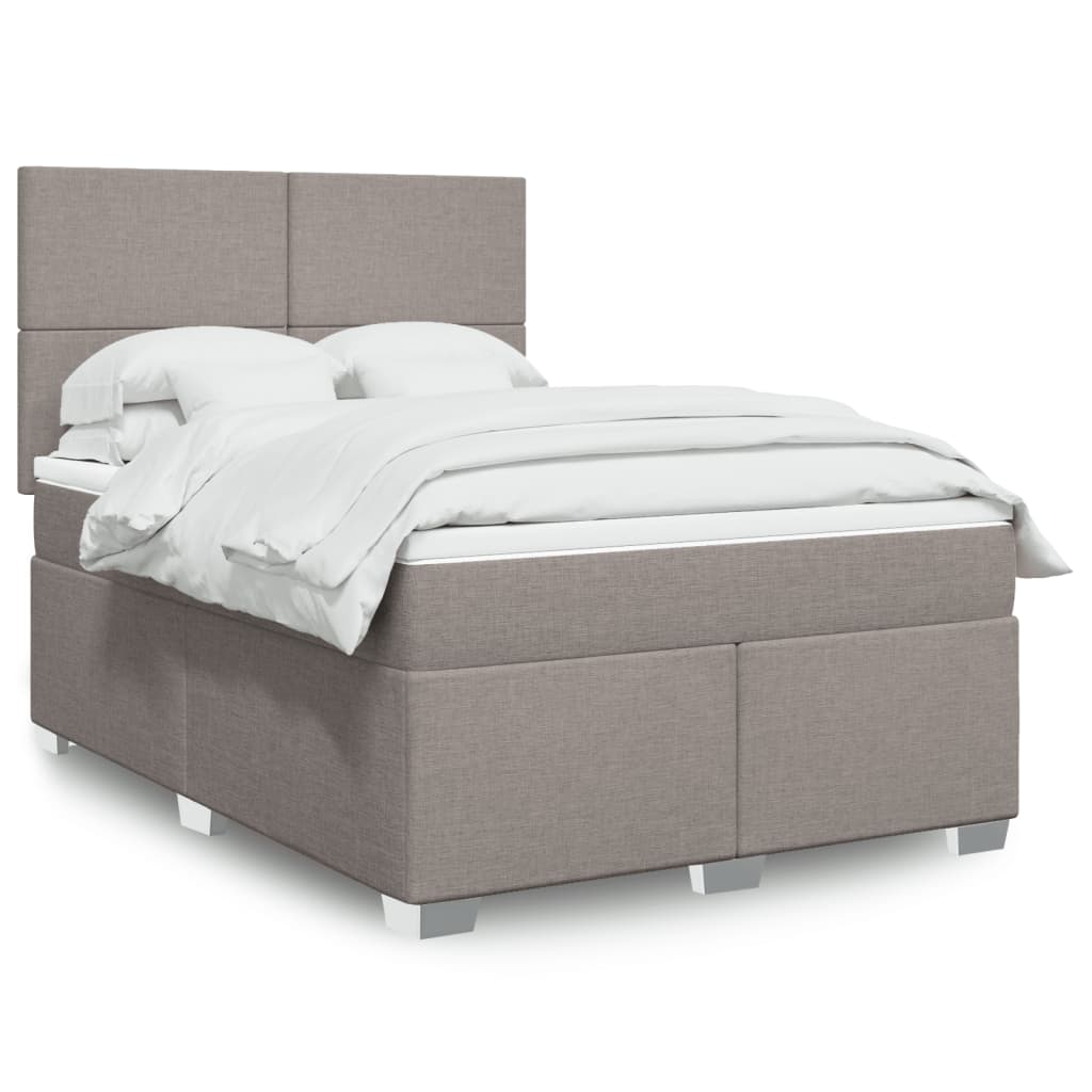 vidaXL Boxspring met matras stof lichtgrijs 90x200 cm