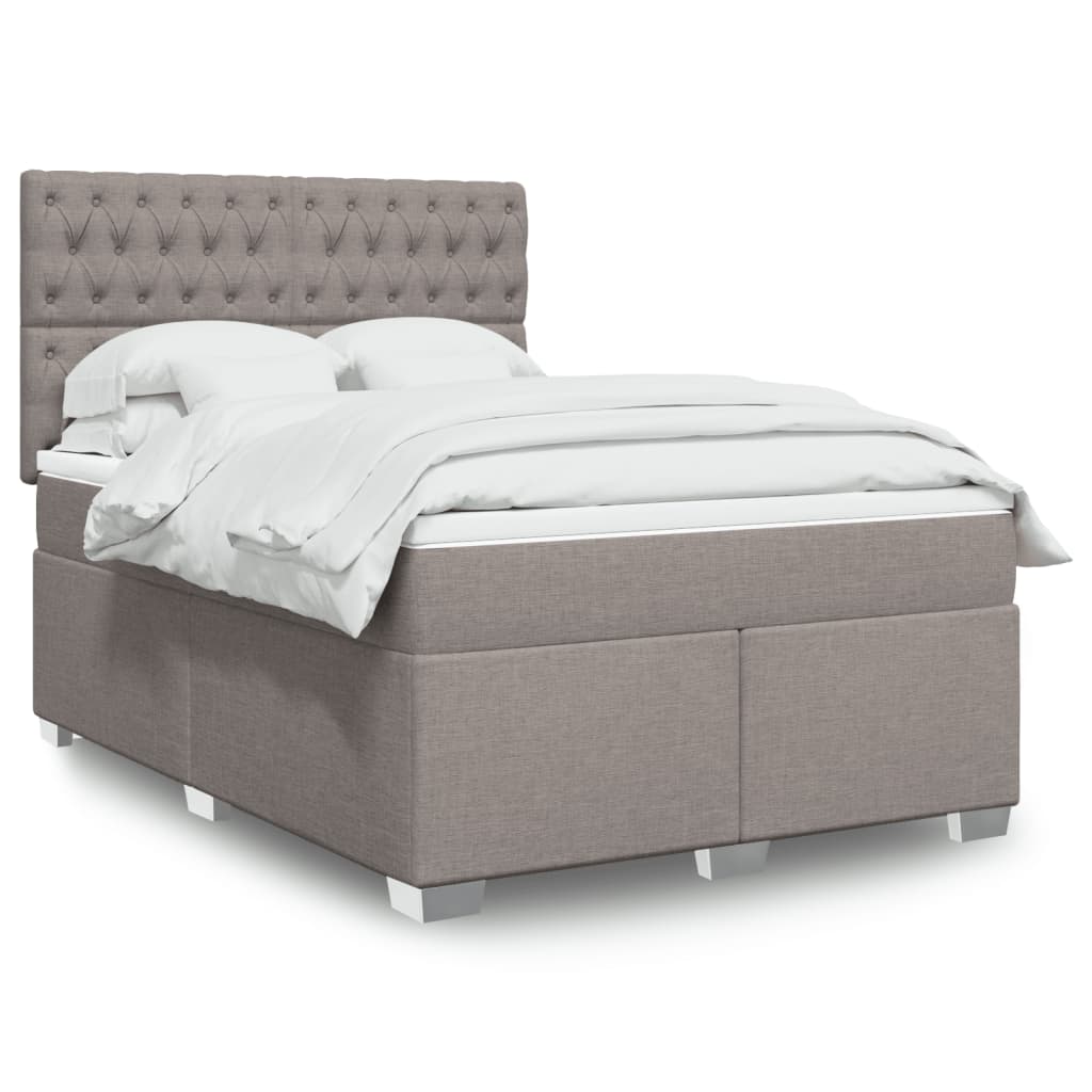vidaXL Boxspring met matras stof lichtgrijs 90x200 cm