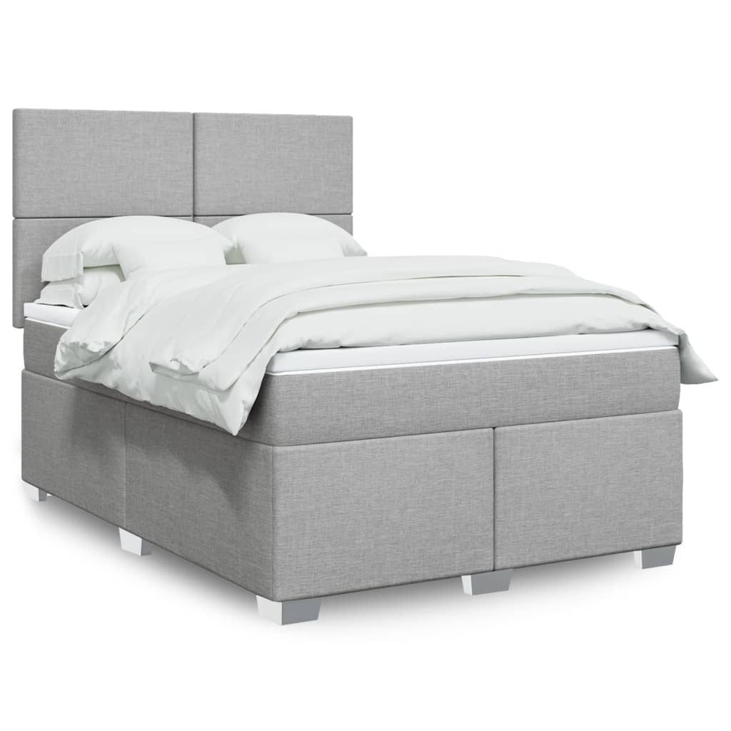 vidaXL Boxspring met matras stof lichtgrijs 90x200 cm