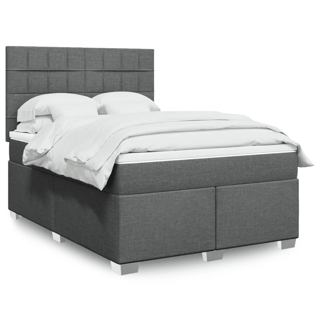 vidaXL Boxspring met matras stof lichtgrijs 90x200 cm