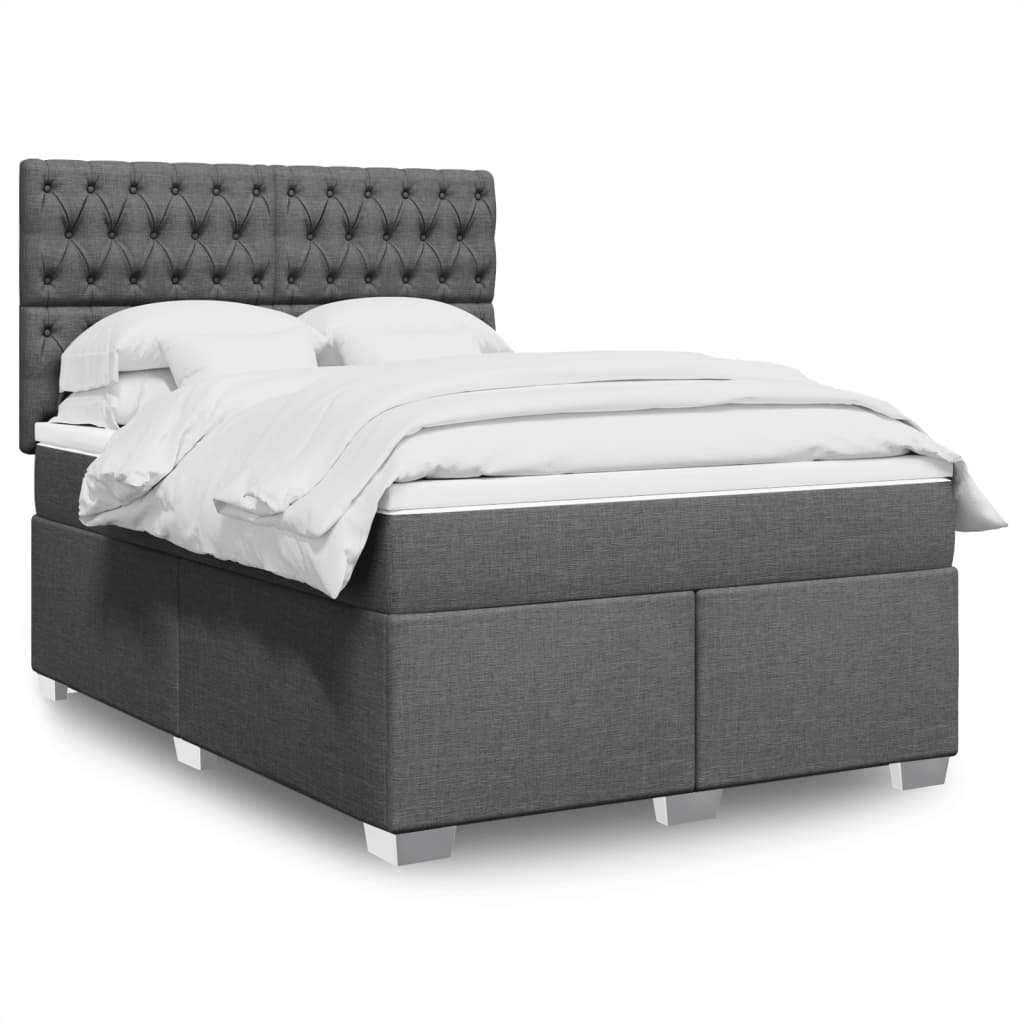 vidaXL Boxspring met matras stof lichtgrijs 90x200 cm