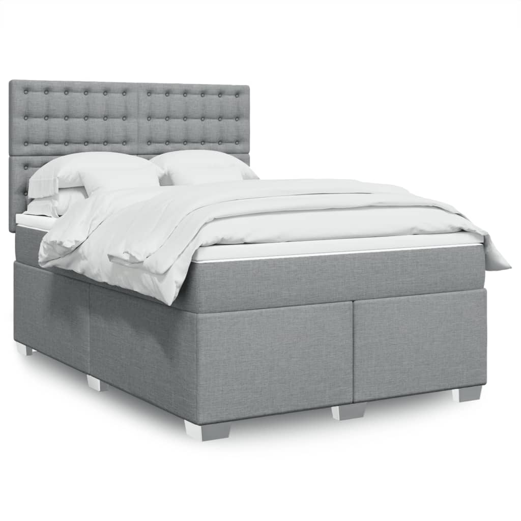 vidaXL Boxspring met matras stof lichtgrijs 90x200 cm