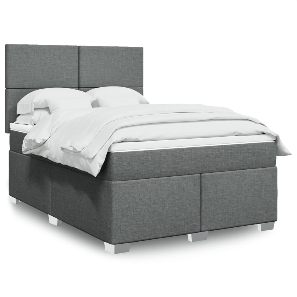 vidaXL Boxspring met matras stof lichtgrijs 90x200 cm