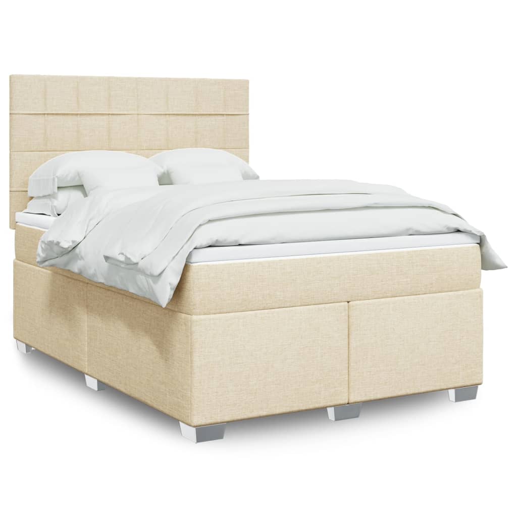 vidaXL Boxspring met matras stof lichtgrijs 90x200 cm