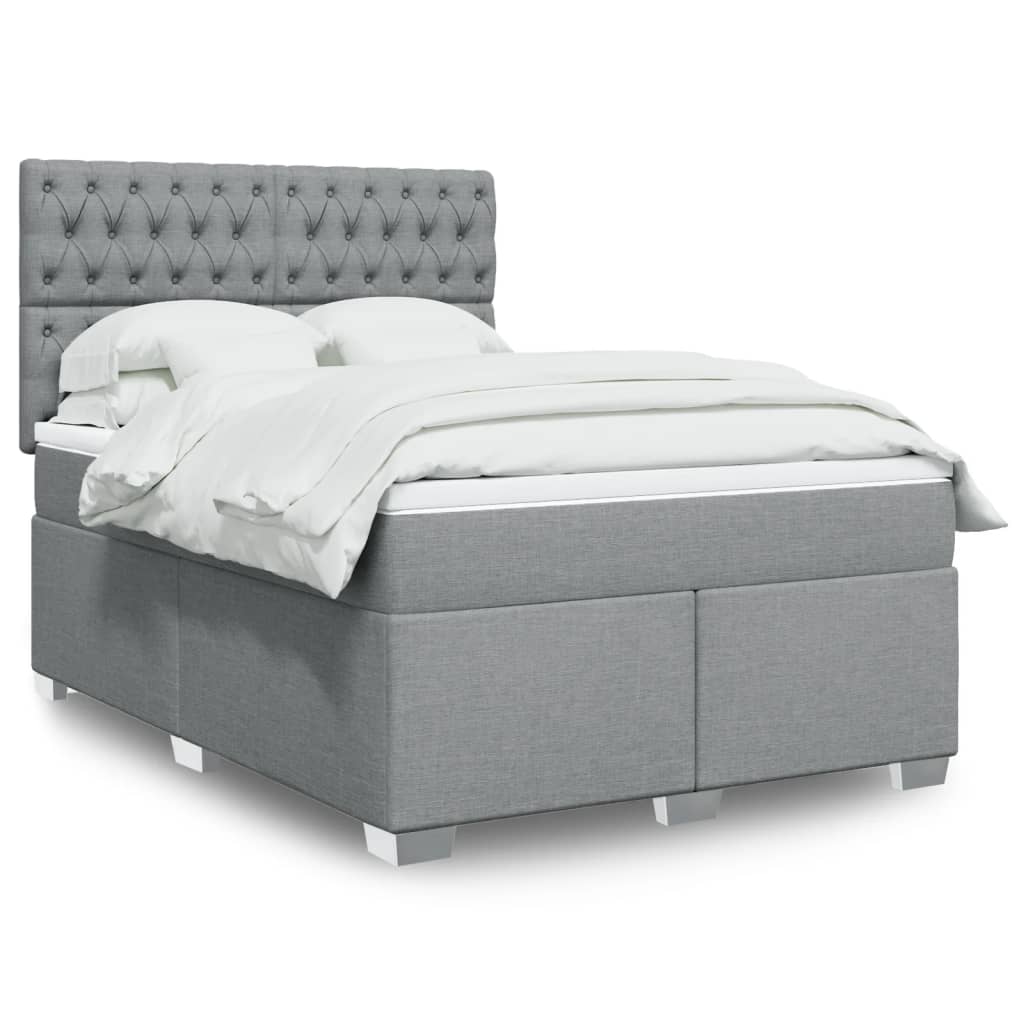 vidaXL Boxspring met matras stof lichtgrijs 90x200 cm