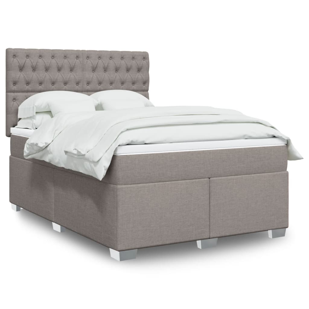 vidaXL Boxspring met matras stof lichtgrijs 90x200 cm