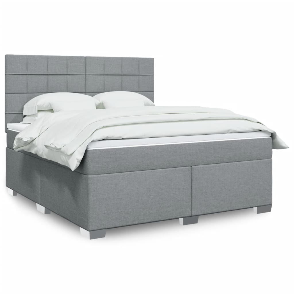 vidaXL Boxspring met matras stof lichtgrijs 90x200 cm