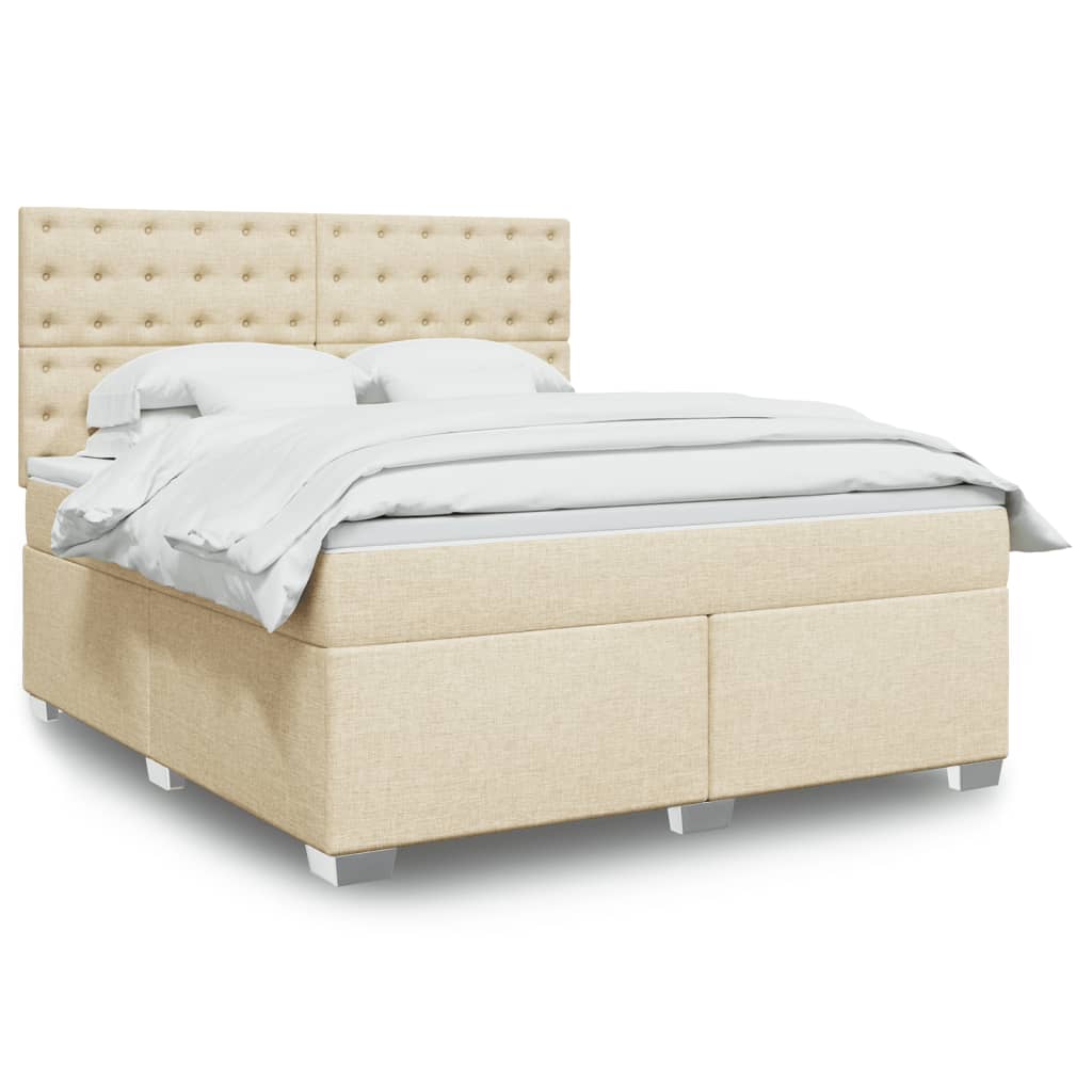 vidaXL Boxspring met matras stof lichtgrijs 90x200 cm