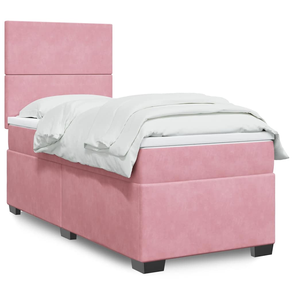 vidaXL Boxspring met matras fluweel blauw 140x190 cm