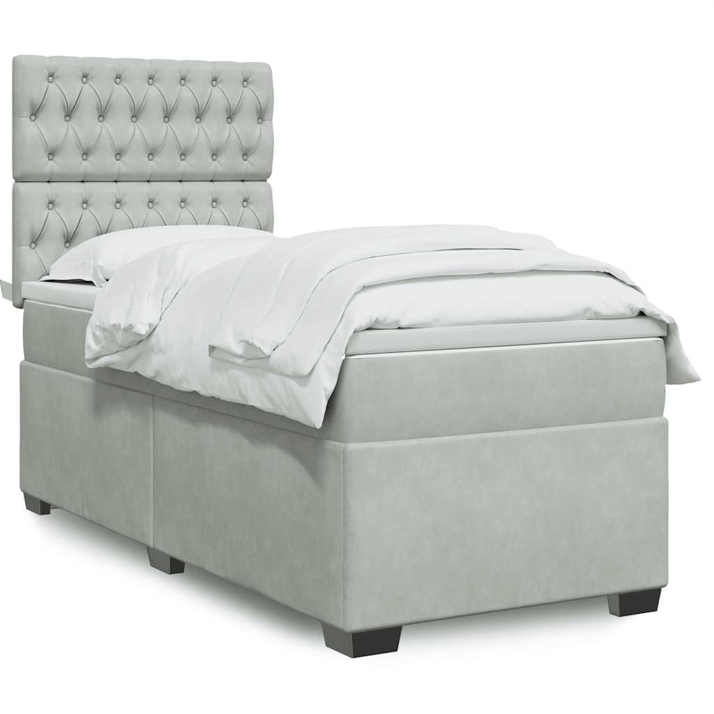 vidaXL Boxspring met matras fluweel blauw 140x190 cm