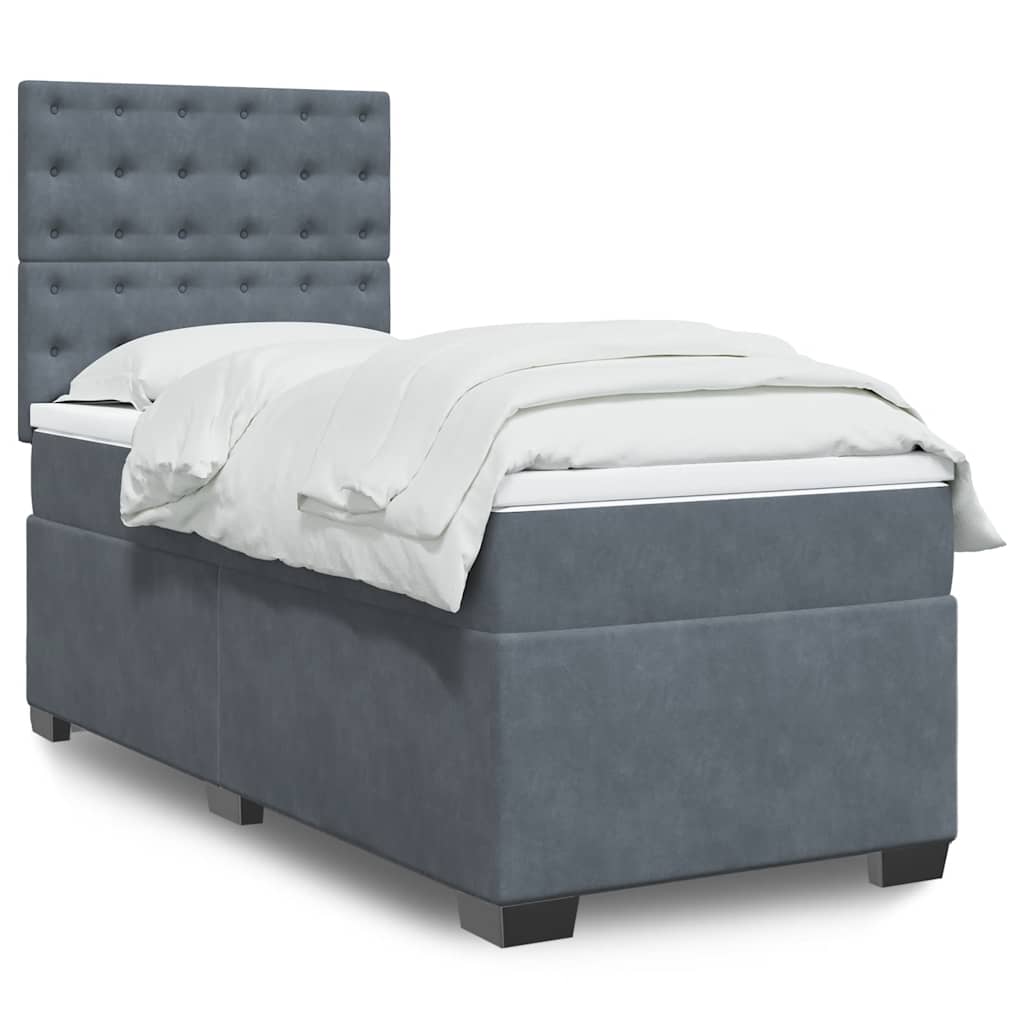 vidaXL Boxspring met matras fluweel blauw 140x190 cm