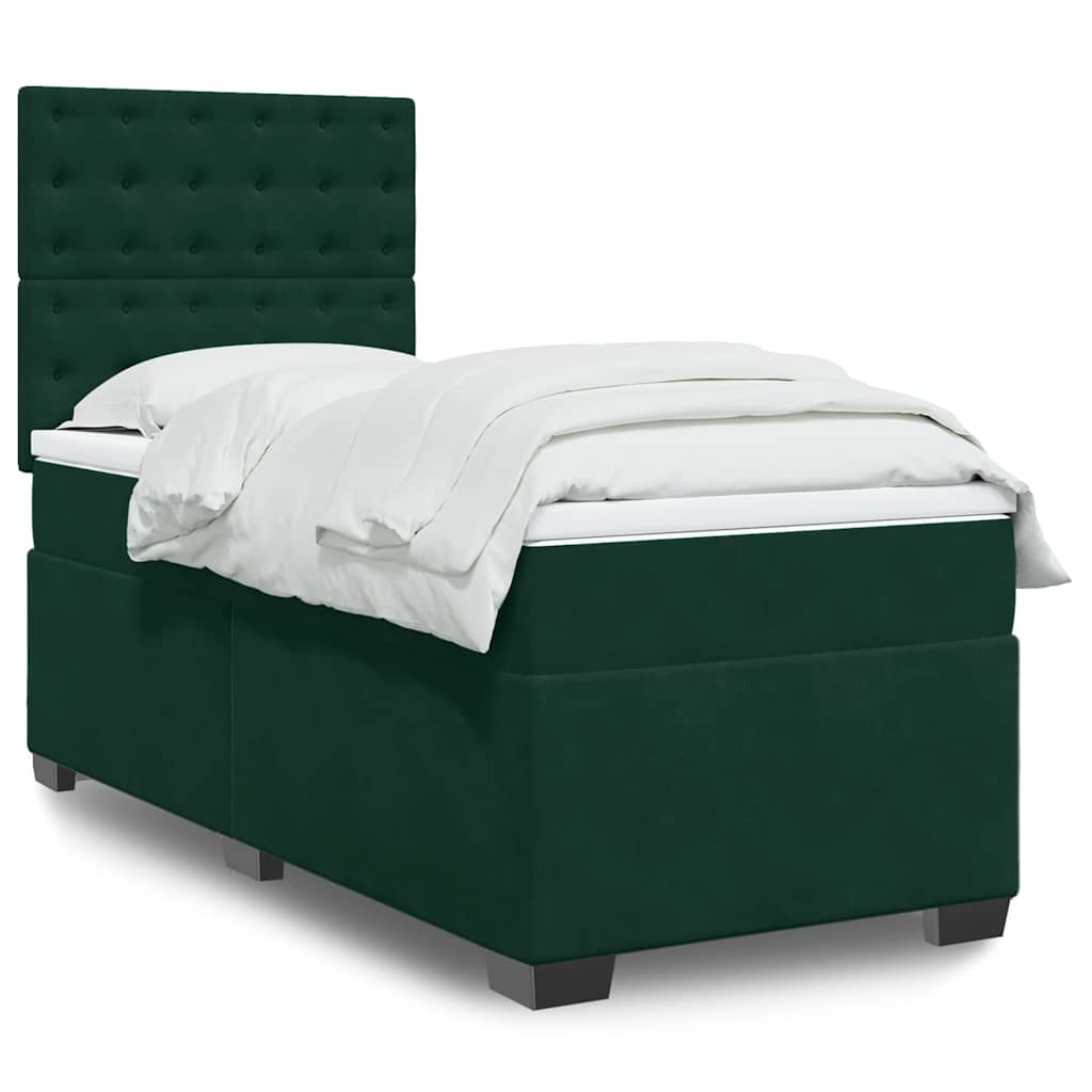 vidaXL Boxspring met matras fluweel blauw 140x190 cm