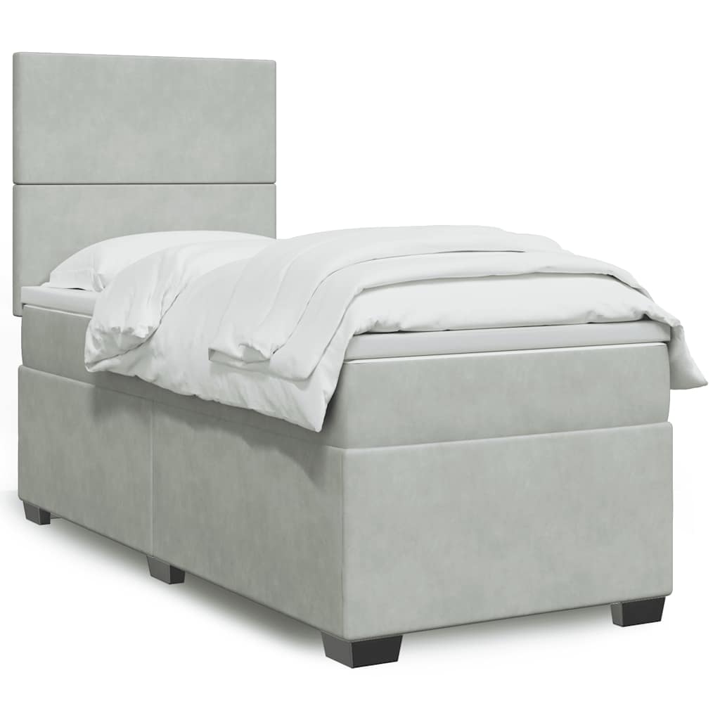 vidaXL Boxspring met matras fluweel blauw 140x190 cm