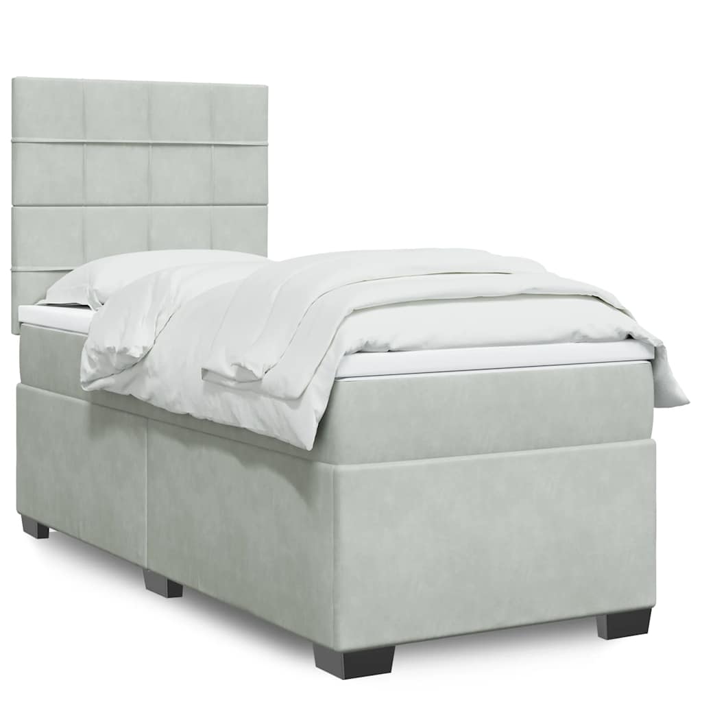 vidaXL Boxspring met matras fluweel blauw 140x190 cm