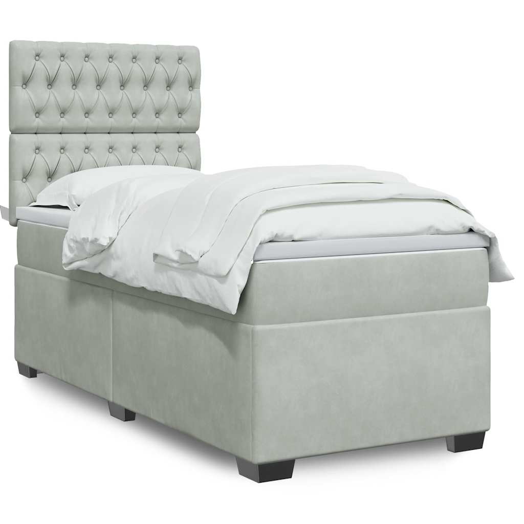 vidaXL Boxspring met matras fluweel blauw 140x190 cm