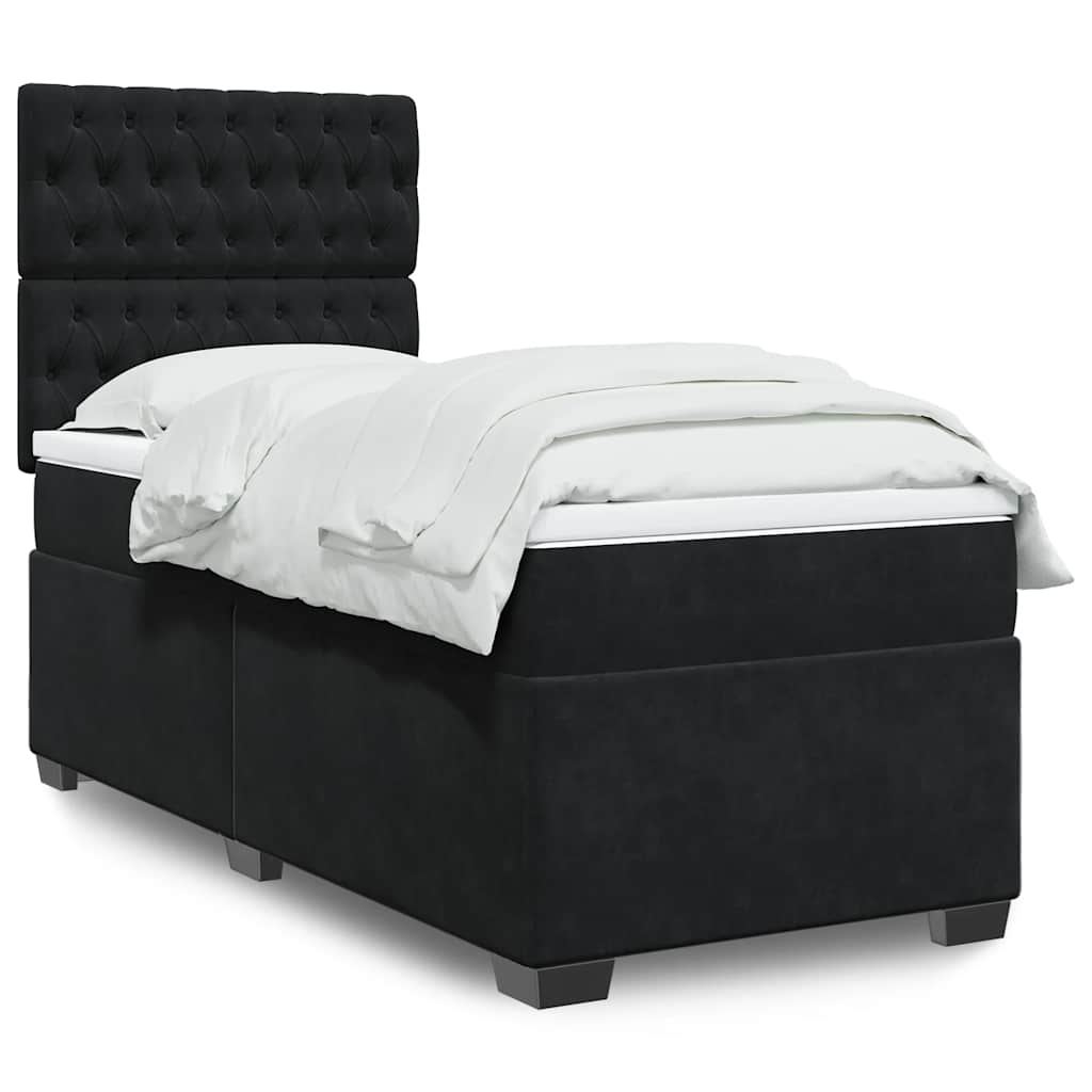vidaXL Boxspring met matras fluweel blauw 140x190 cm