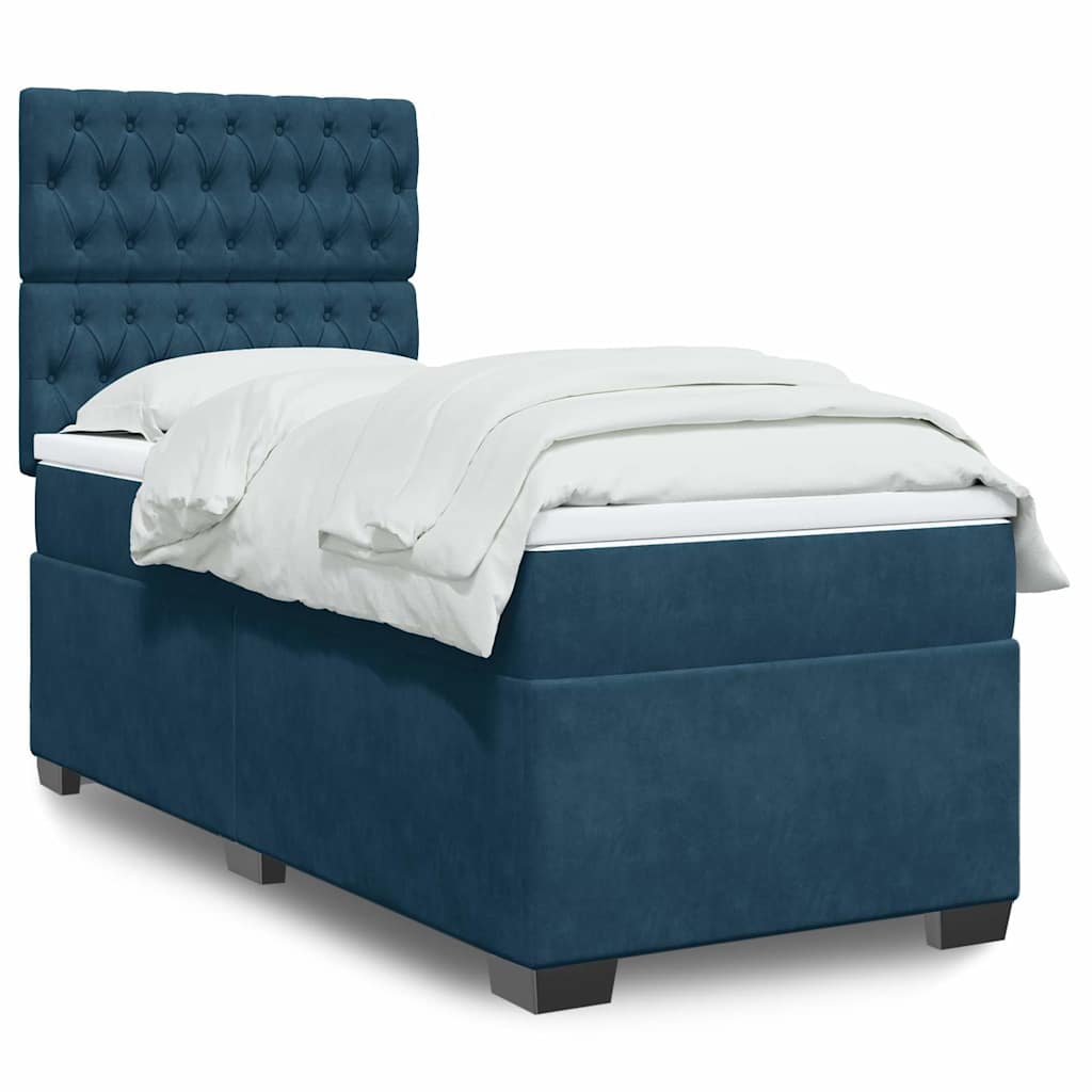 vidaXL Boxspring met matras fluweel blauw 140x190 cm