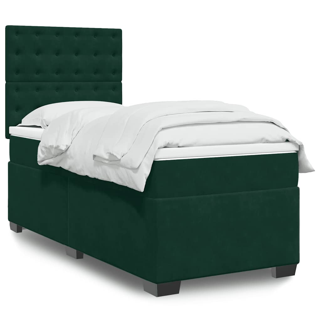 vidaXL Boxspring met matras fluweel blauw 140x190 cm