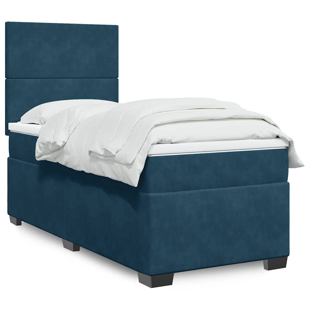 vidaXL Boxspring met matras fluweel blauw 140x190 cm