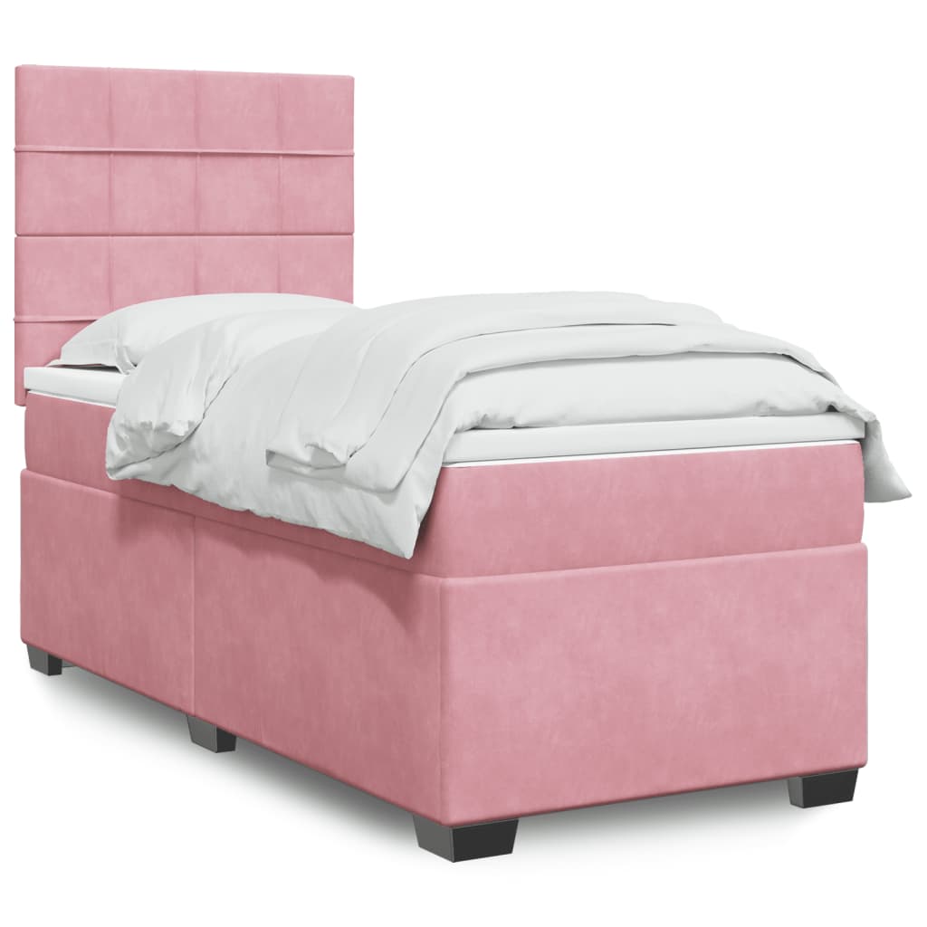 vidaXL Boxspring met matras fluweel blauw 140x190 cm