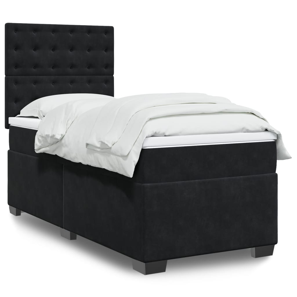 vidaXL Boxspring met matras fluweel blauw 140x190 cm