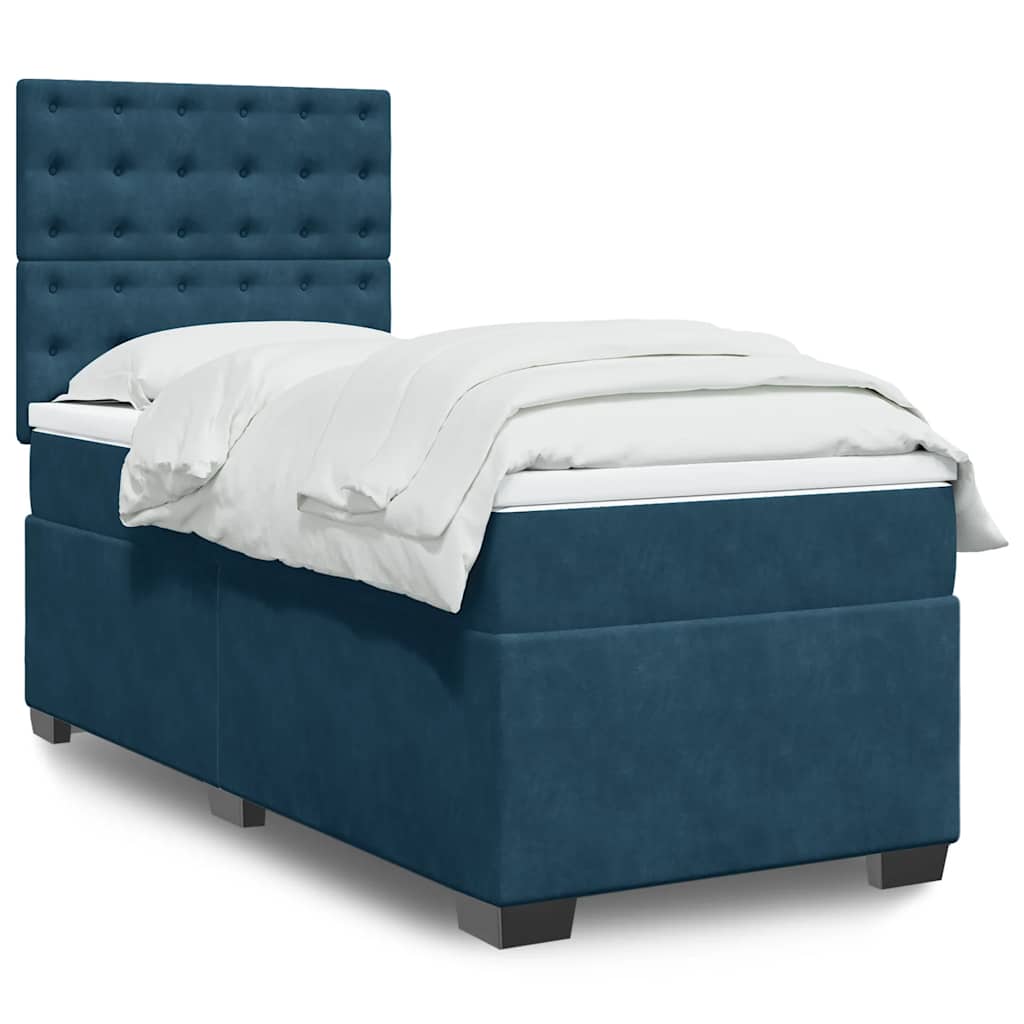 vidaXL Boxspring met matras fluweel blauw 140x190 cm