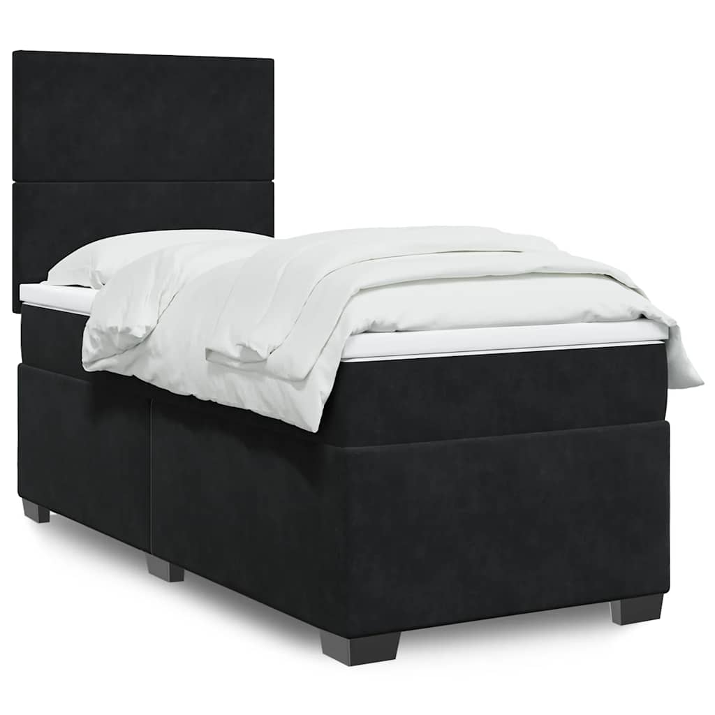vidaXL Boxspring met matras fluweel blauw 140x190 cm