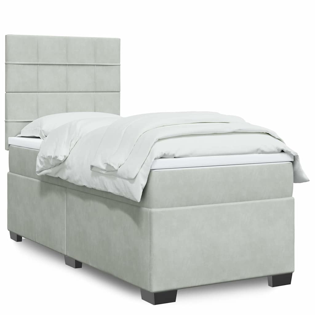 vidaXL Boxspring met matras fluweel blauw 140x190 cm