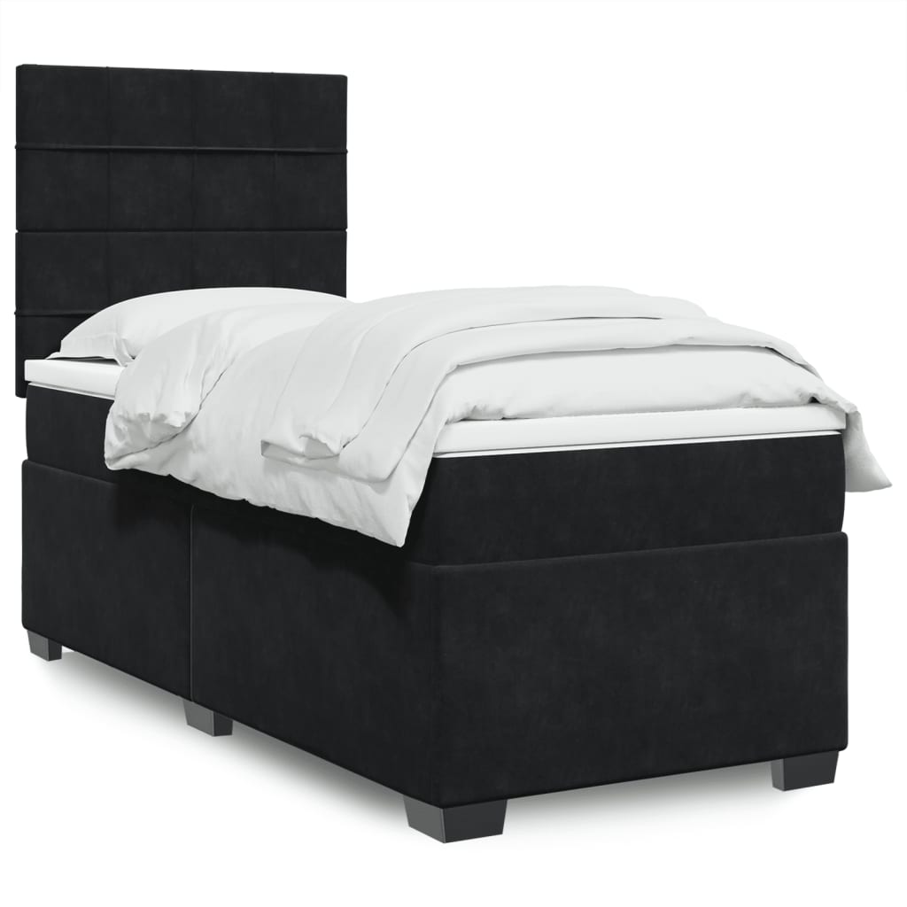 vidaXL Boxspring met matras fluweel blauw 140x190 cm