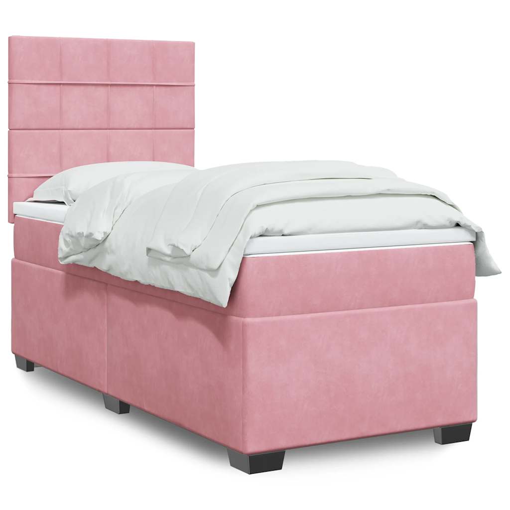 vidaXL Boxspring met matras fluweel blauw 140x190 cm