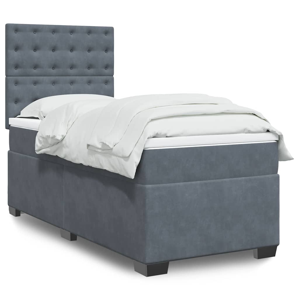 vidaXL Boxspring met matras fluweel blauw 140x190 cm