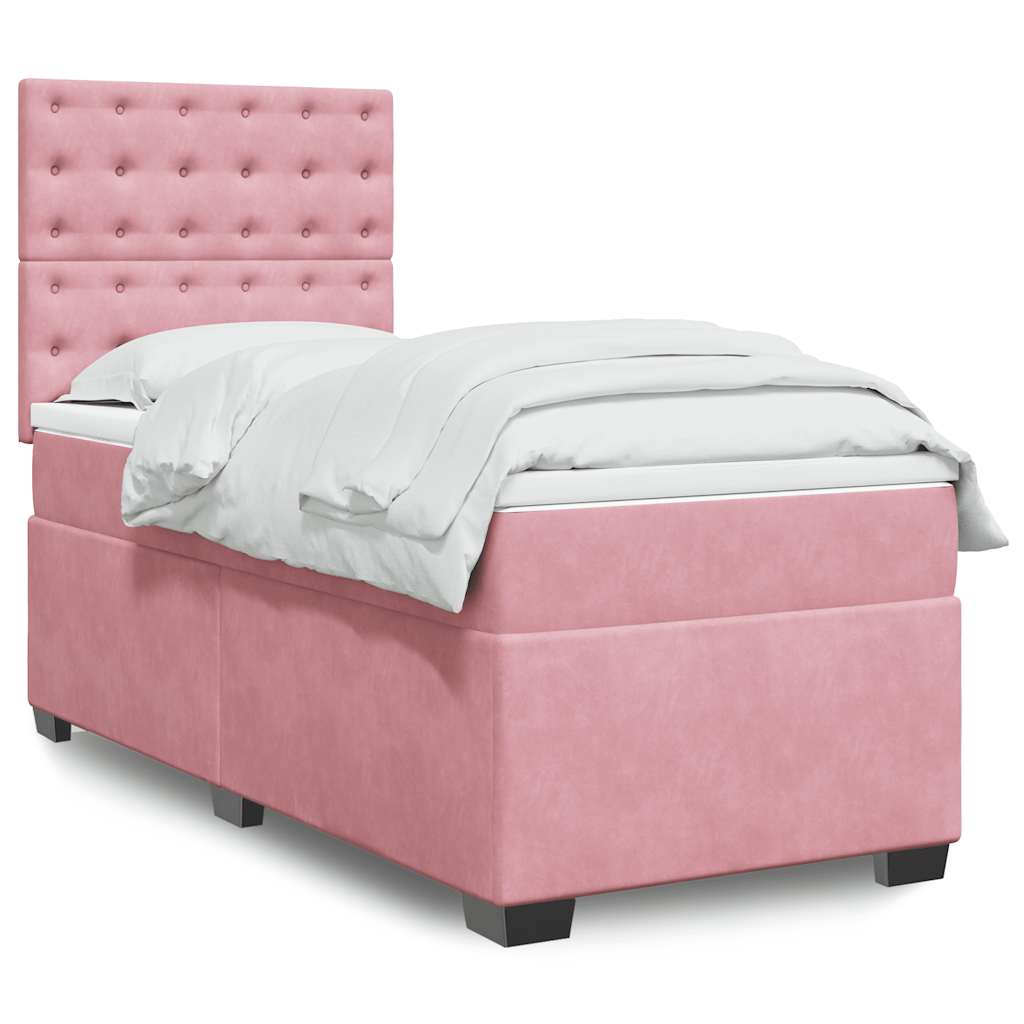 vidaXL Boxspring met matras fluweel blauw 140x190 cm