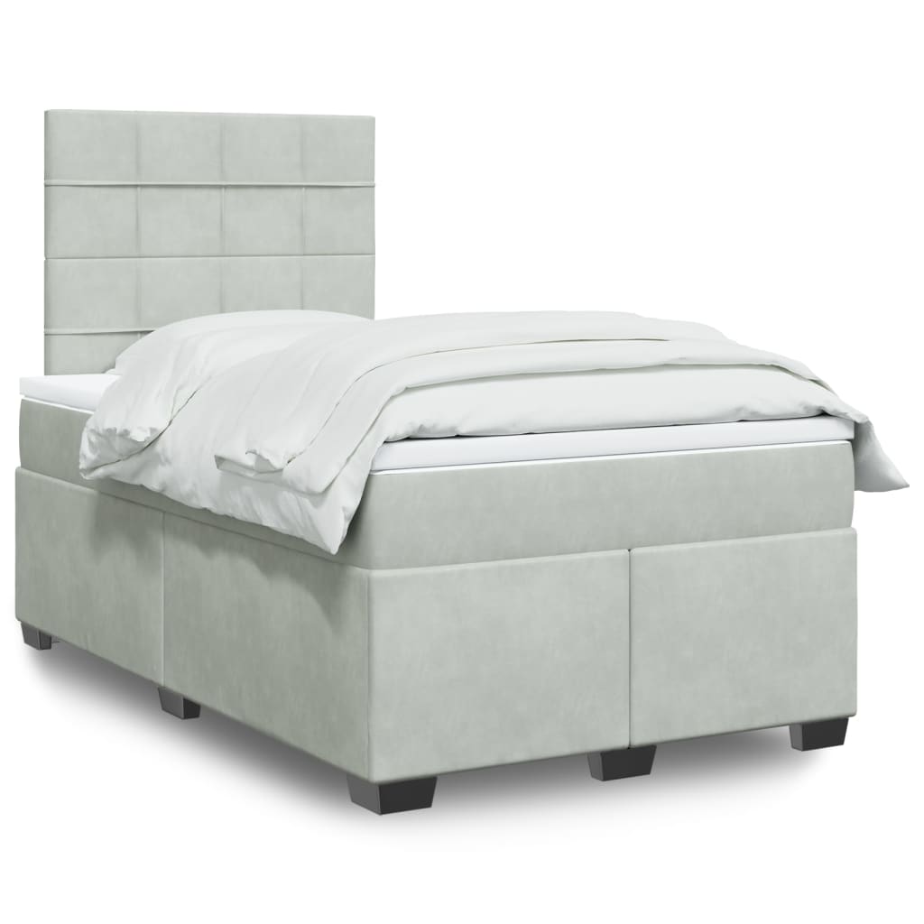 vidaXL Boxspring met matras fluweel blauw 140x190 cm