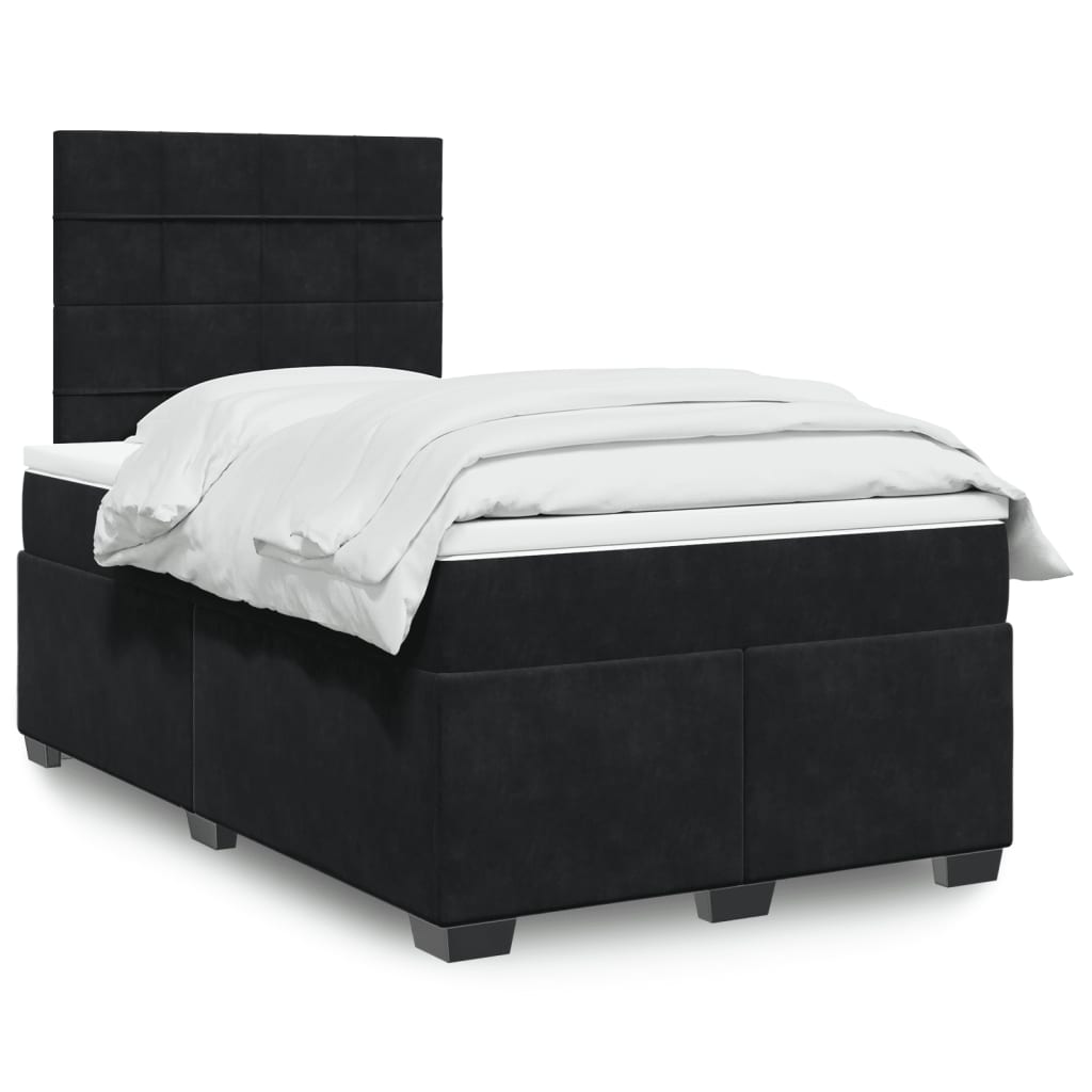 vidaXL Boxspring met matras fluweel blauw 140x190 cm