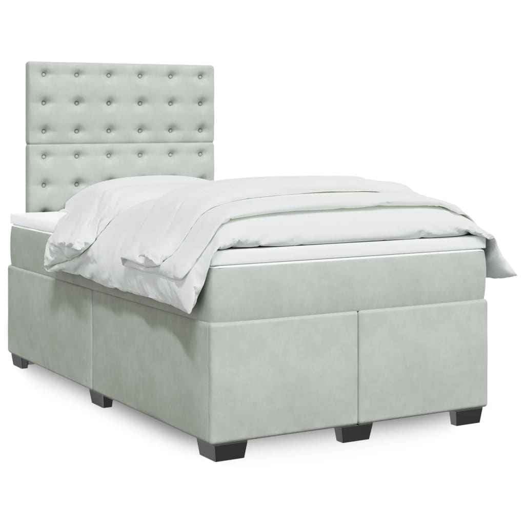 vidaXL Boxspring met matras fluweel blauw 140x190 cm