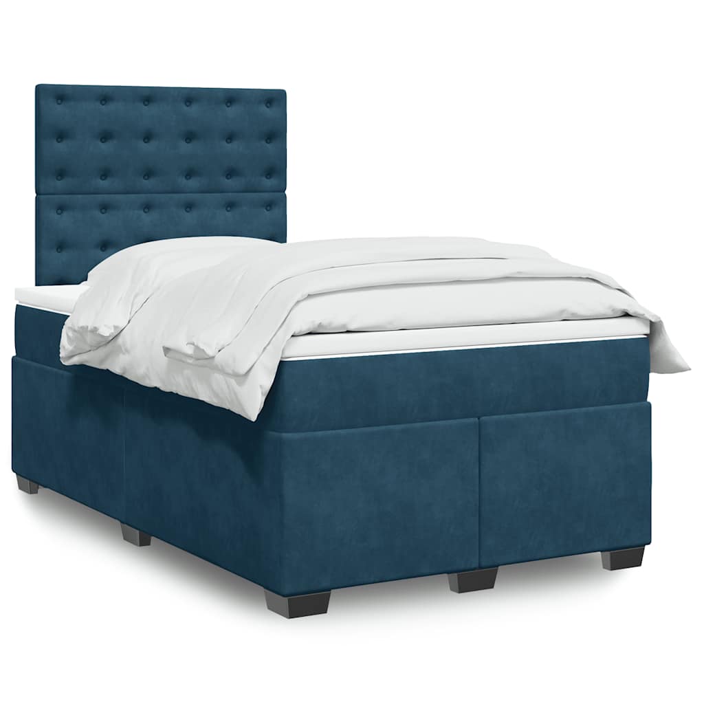 vidaXL Boxspring met matras fluweel blauw 140x190 cm
