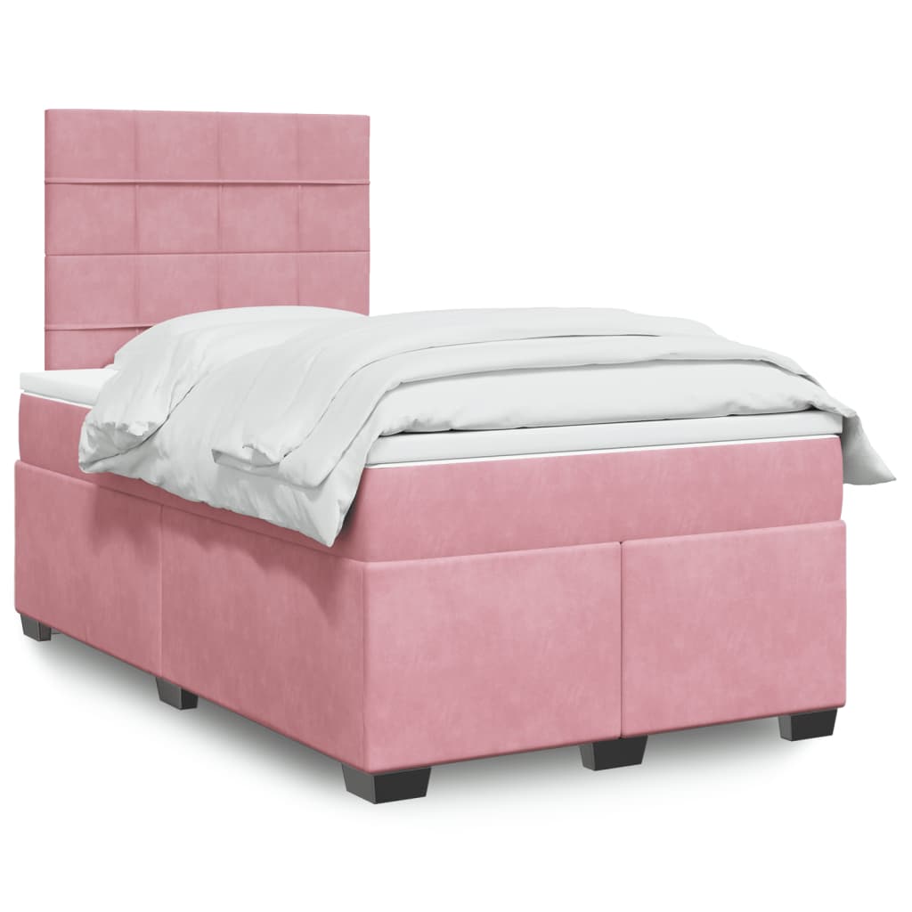 vidaXL Boxspring met matras fluweel blauw 140x190 cm