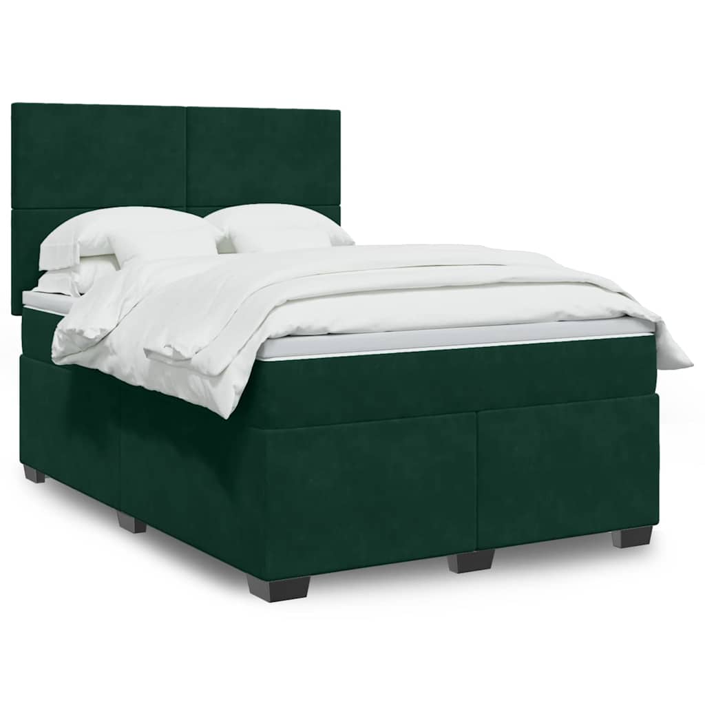vidaXL Boxspring met matras fluweel blauw 140x190 cm