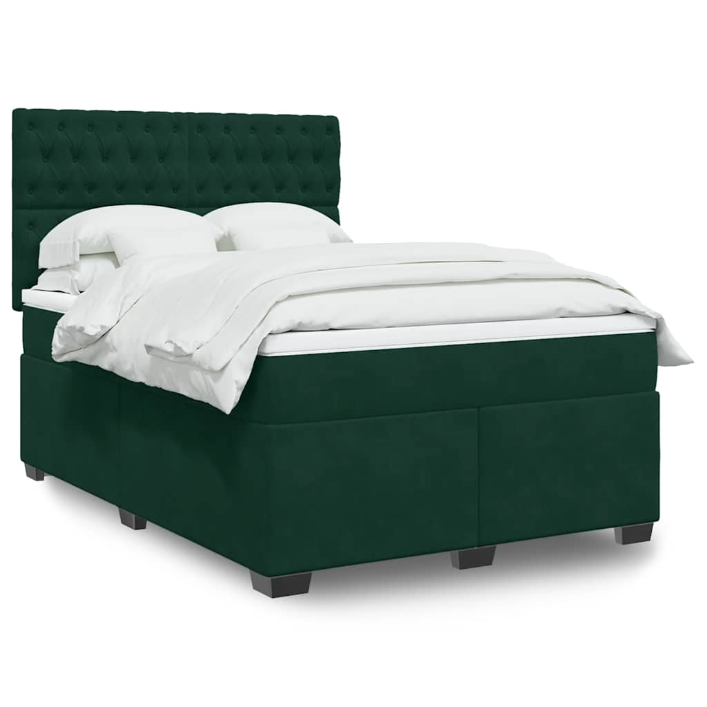 vidaXL Boxspring met matras fluweel blauw 140x190 cm