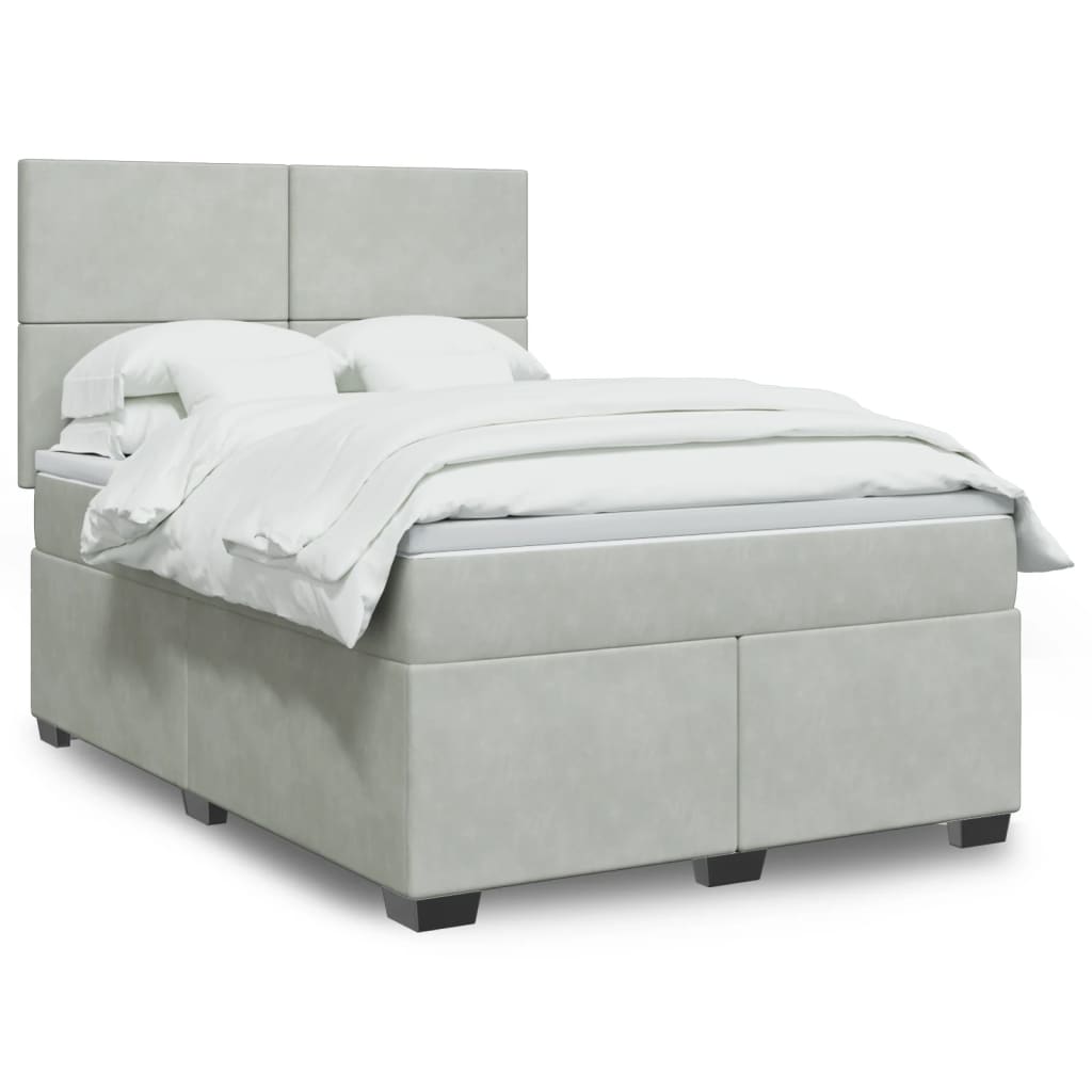 vidaXL Boxspring met matras fluweel blauw 140x190 cm