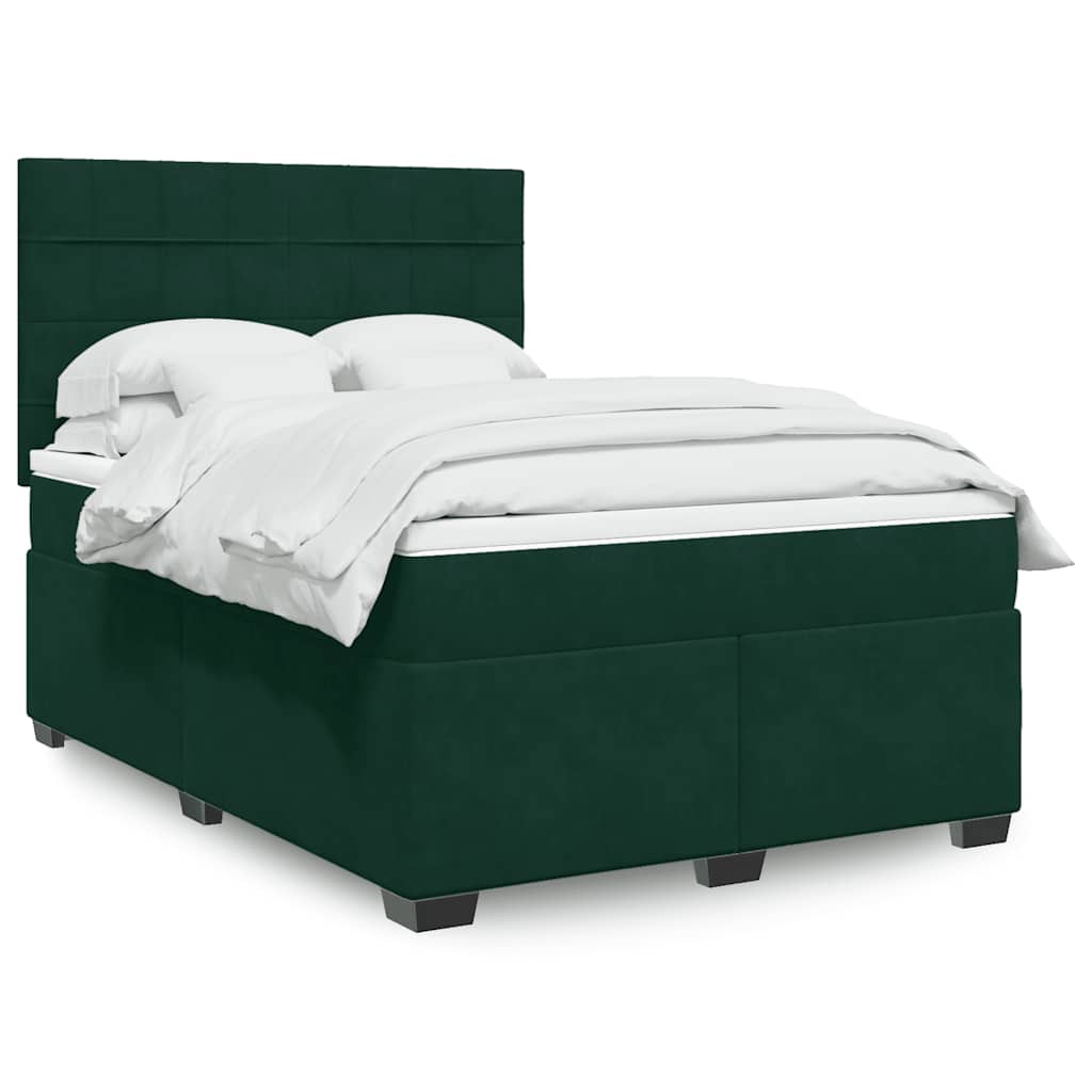 vidaXL Boxspring met matras fluweel blauw 140x190 cm