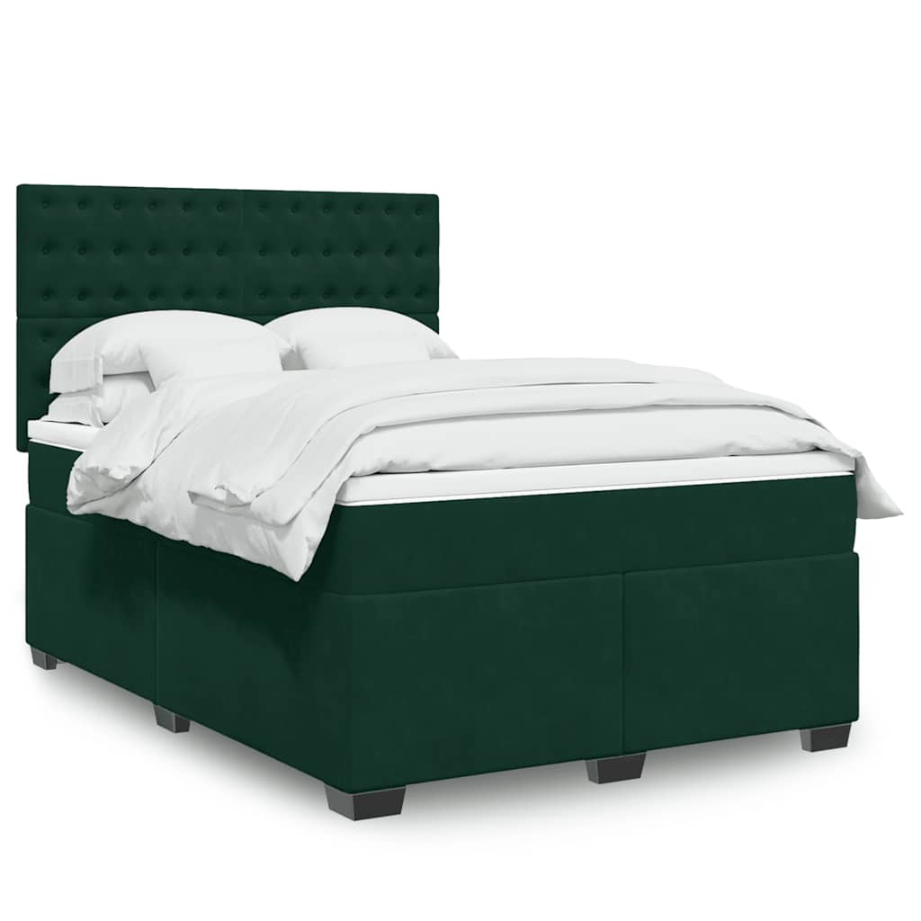 vidaXL Boxspring met matras fluweel blauw 140x190 cm