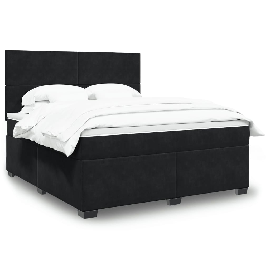 vidaXL Boxspring met matras fluweel blauw 140x190 cm