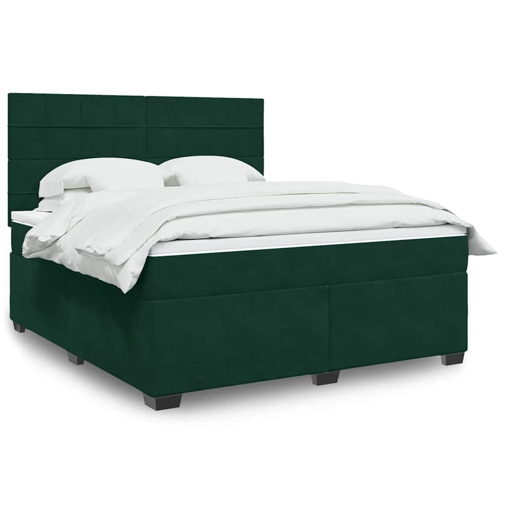 vidaXL Boxspring met matras fluweel blauw 140x190 cm