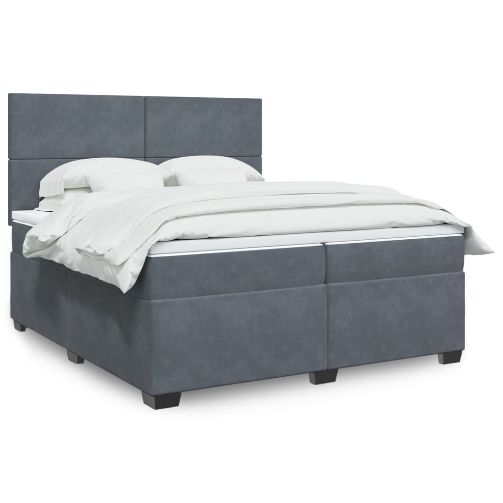 vidaXL Boxspring met matras fluweel blauw 140x190 cm